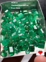 79.50ct Faceted Swat Emerald Lot (8x7x4mm): Precision-Cut Natural Green Gems from Pakistan