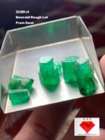 23.80ct Swat Emerald Rough – Compact Crystals of Vivid Green