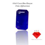Exquiste 0.845 carat Recatngular Step Cut Blue Hauyne, Rare, Vivid and Collectible Gemstone