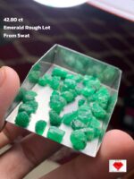42.80 ct Emerald Rough Lot Swat – Naturally Formed Crystals with Vibrant Green