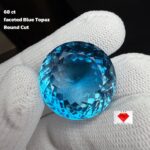 68 Ct Sky Blue Topaz Gemstone – Large Round Cut Crystal, Jewelry Supply