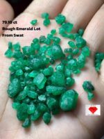 79.10ct Swat Emerald Rough Lot (13x9x6mm): Natural Untreated Crystals from Pakistan’s Emerald Mines