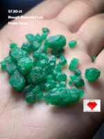 57.30ct Swat Emerald Rough Lot (19x7x6mm): Long Natural Crystals with Deep Green