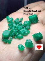 75.40ct Swat Emerald Rough Lot (11x11x10mm): Large Natural Crystals with Rich Green Color