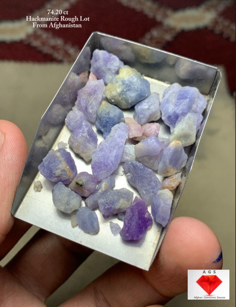 1553_0 74.20 Ct Afghan Hackmanite Rough Lot – Natural Color-Change Mineral - Image 1