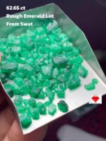 62.65ct Swat Emerald Rough Lot (9x8x6mm): Natural Green Crystals for Cutting or Collecting