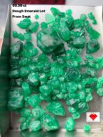 60.30ct Swat Emerald Rough Lot (11x10x9mm): Natural Uncut Crystals with Rich Green Color