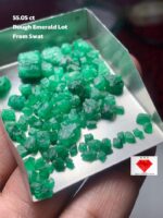 55.05ct Swat Emerald Rough Lot (11x8x9mm): Natural Untreated Crystals with Rich Green Color