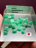 25.90ct Swat Emerald Rough Lot: Compact Natural Crystals with Rich Color