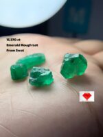 15.370ct Swat Emerald Rough Lot – Natural Green Crystals (15.33 x 9.06 x 5.47mm)