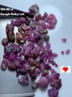 182.40ct Ruby Rough Lot – Natural Uncut Red Gemstones (13x8x6mm Avg.)