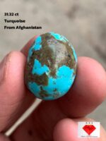 Radiant Afghan Turquoise: A 31.32 ct Cabochon Gem