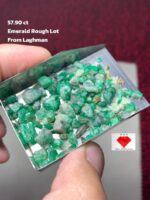 Earth’s Green Reserve: 57.90 ct Emerald Rough Lot from Laghman – Untouched Afghan Brilliance