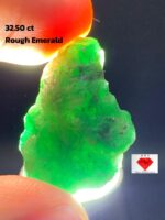 Magnificent 32.50ct Rough Emerald from Swat – Raw Green Beauty (27x18x10mm)