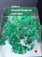 28.65ct Swat Emerald Rough Lot – Natural Green Gems (8.98 x 7.62 x 4.27mm)