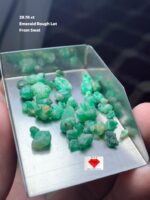 A Rare Green Jewel from Swat: 28.78ct Emerald Rough Lot
