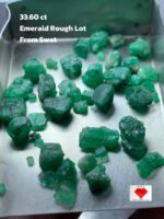 33.60ct Swat Emerald Rough Lot – Natural Green Crystals Avg. 10.84 x 6.58 x 5.81mm