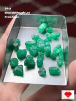 34 ct Emerald Rough Lot – Swat Origin (7.27 × 7.14 × 6.47 mm)