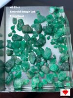 49.25ct Swat Emerald Rough Lot – Natural Green Crystals Avg. 10.07 x 6.61 x 4.37mm