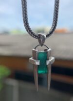 Luxury 35.85 Carat Natural Swat Emerald Crystal Pendant in Sterling Silver - Image 3