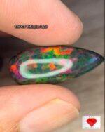 7.38 CT Black Ethiopian Opal Pear-Shaped Opal Cabochon